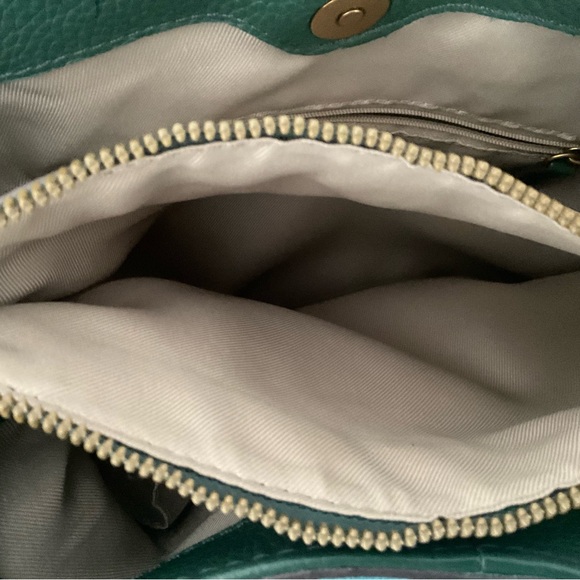 American Leather Co Deep Emerald Shoulder Purse with Whipstitched Sides & Handle - Picture 13 of 15